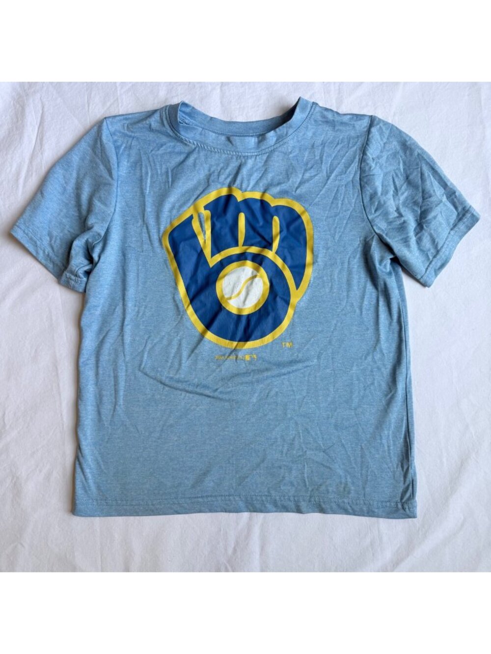 Milwaukee Brewers Youth T-Shirt Light Blue MLB Genuine Merchandise Size M 8/10